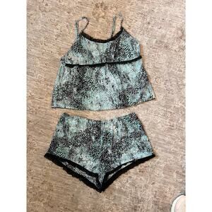 Babydoll Y2K Black Lace Whimsigoth Sleep Set Slinky Romantic Flirty 12-14 Cami